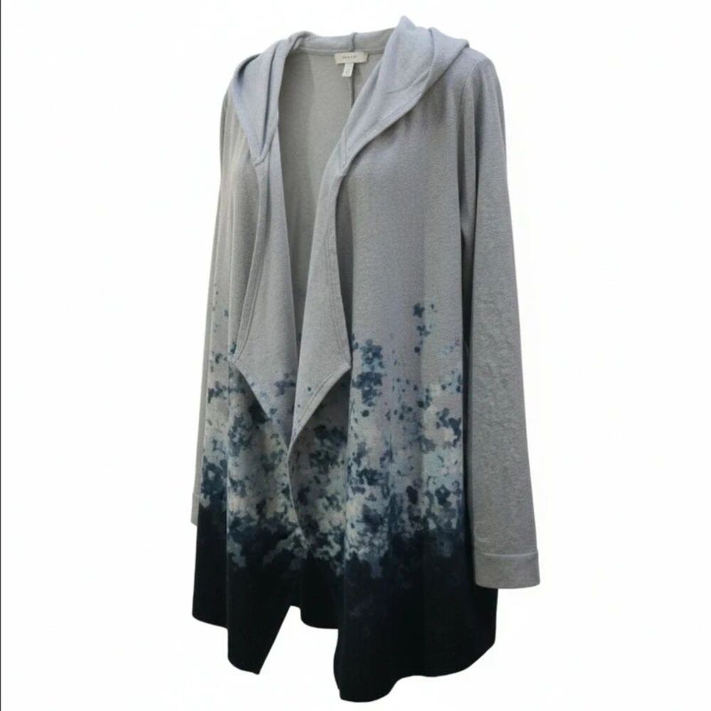 Longline Hooded Cardigan – Grey, Blue & Black-XXXl